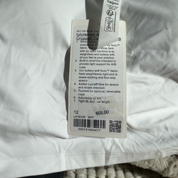 Lululemon align cropped Cami tank  A/B size 12 white NWT - Picture 3 of 12